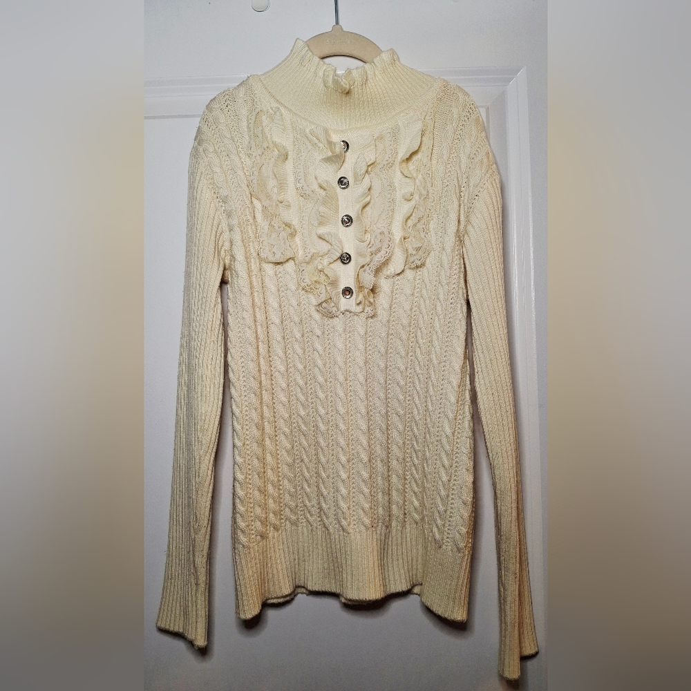 Vintage 90s Pretty Lace Knit Sweater (M)